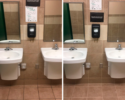 Public Restroom Before and After a Grout Cleaning in Georgetown