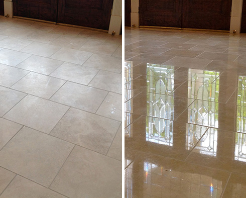 Mud Floor Before and After a Stone Polishing in Farmington