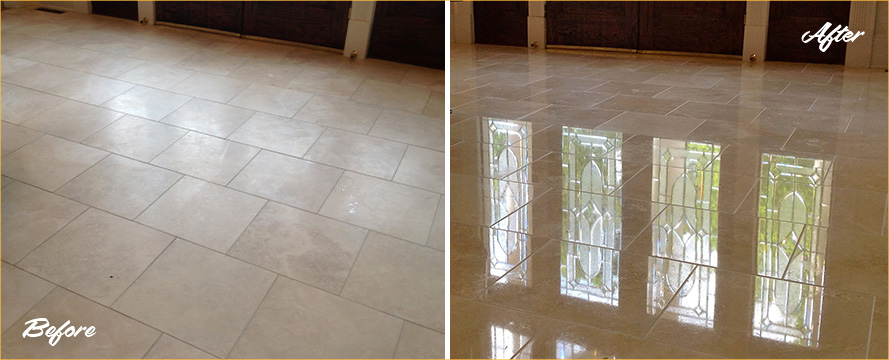 Mud Floor Before and After a Stone Polishing in Farmington