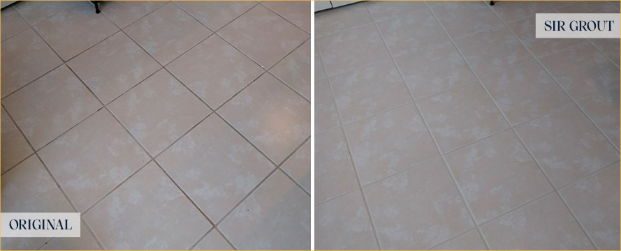 Tile Floor Before and After a Grout Cleaning in Bethany Beach