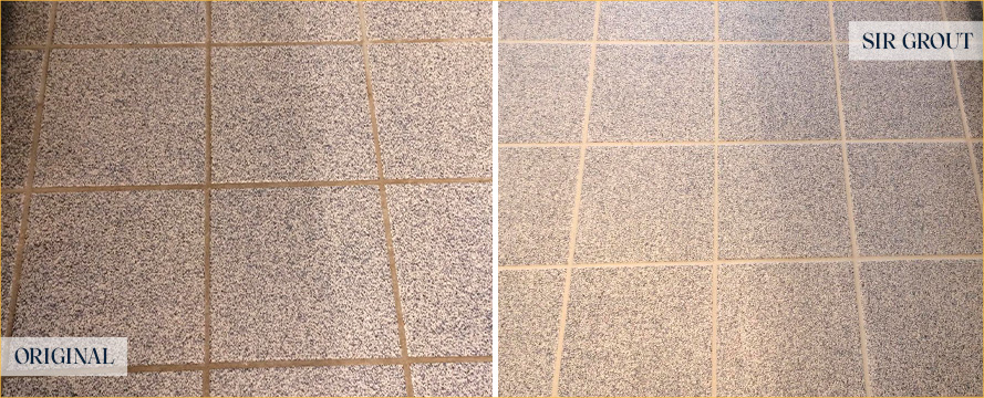 Tile Floor Before and After a Grout Cleaning in Selbyville