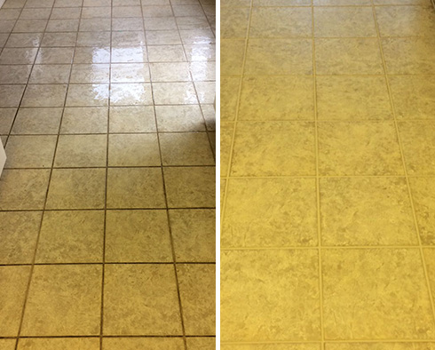 Tile Floor Before and After a Grout Cleaning in Georgetown