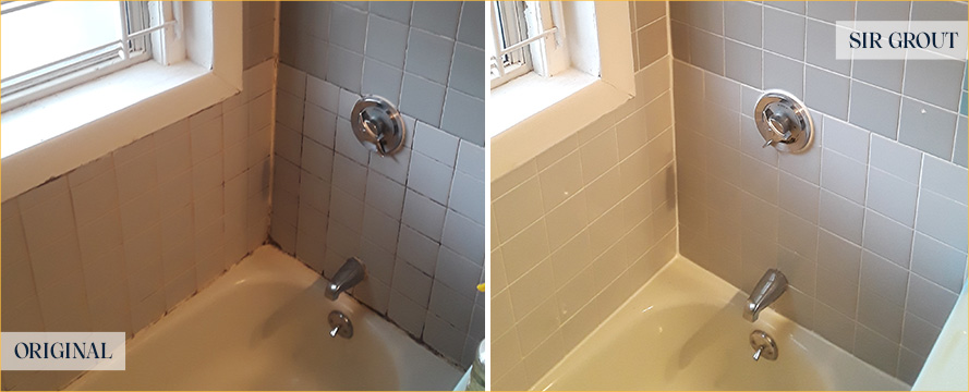 Shower Stall Before and After a Tile Cleaning in Bethany Beach