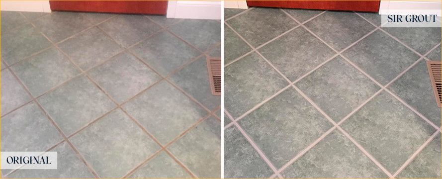 Living Room Floor Before and After a Grout Sealing in Frankford