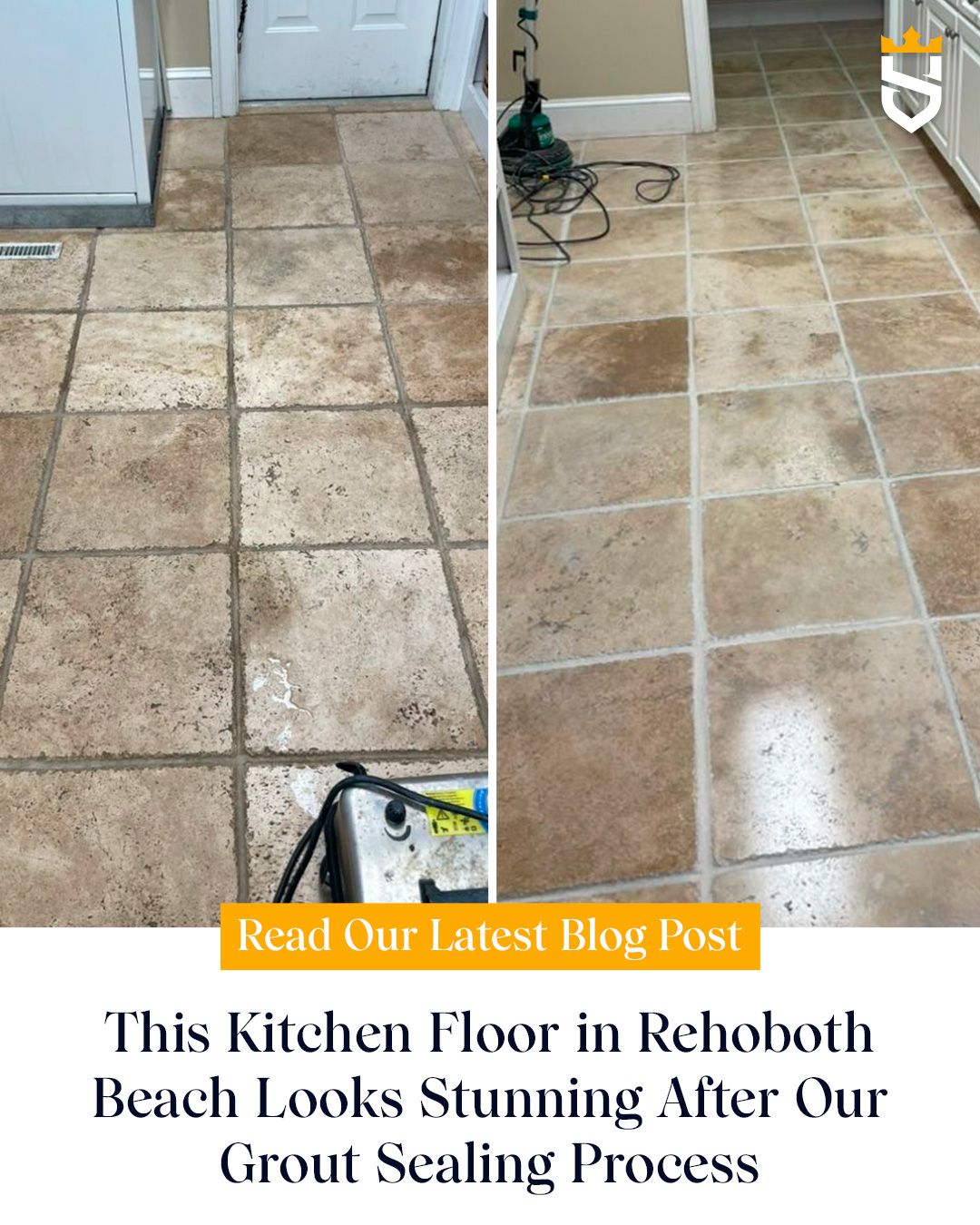 This Kitchen Floor in Rehoboth Beach Looks Stunning After Our Grout Sealing Process